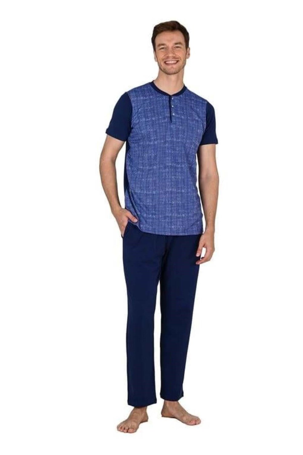 Lacivert Erkek Kısa Kollu Pijama Takımı