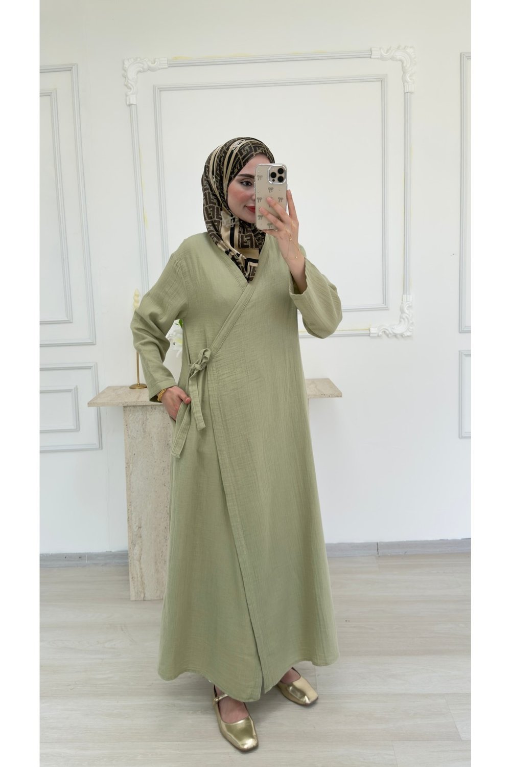 Kadın Muslin Kimono Uzun Pardesü