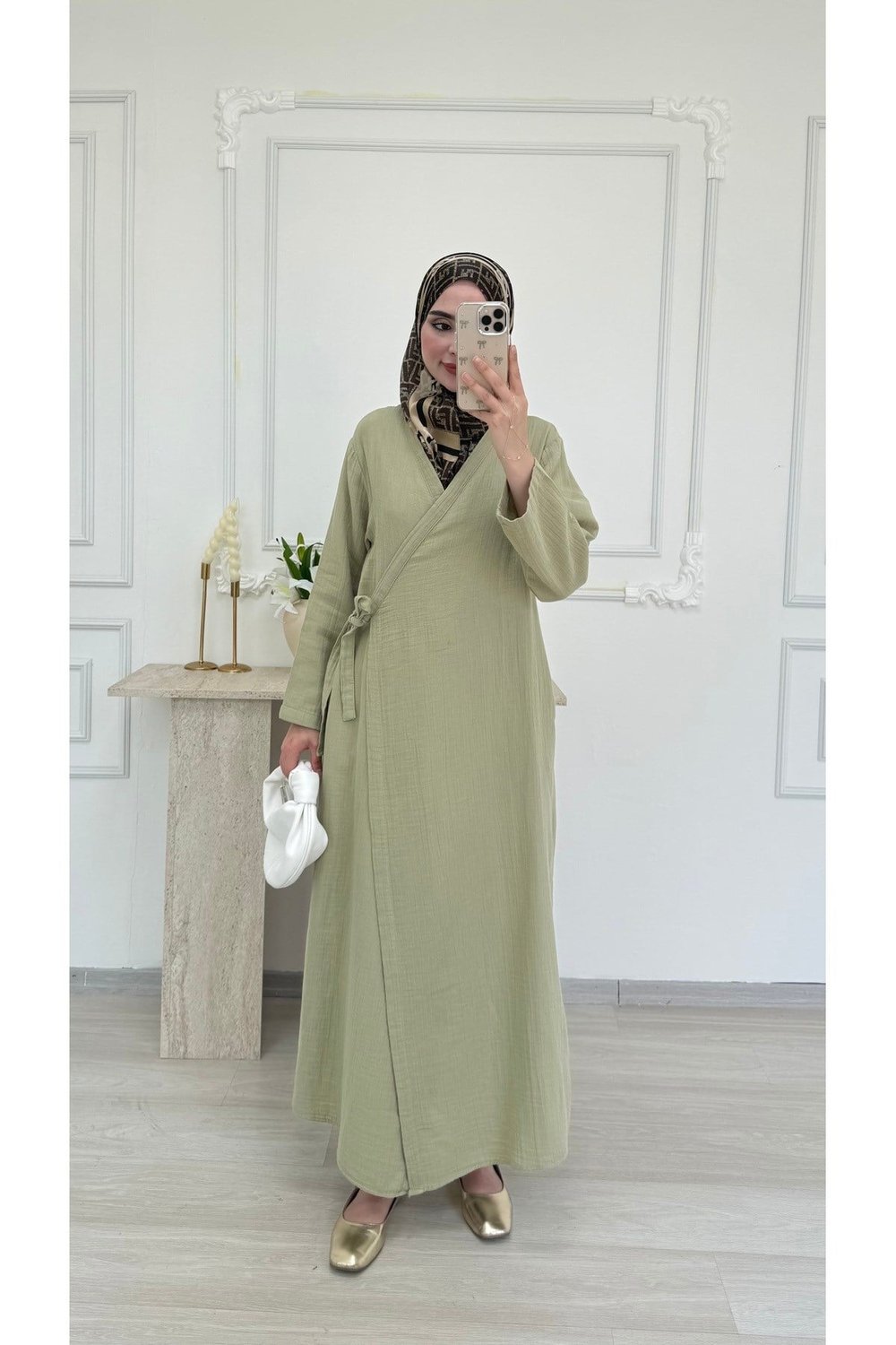 Kadın Muslin Kimono Uzun Pardesü