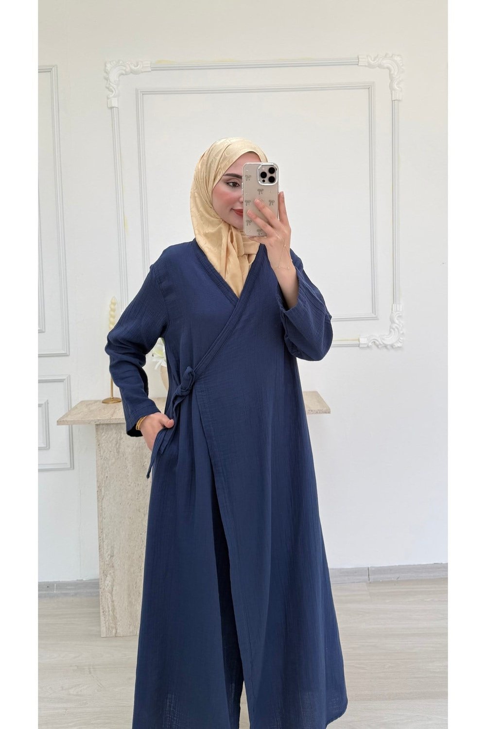 Kadın Muslin Kimono Uzun Pardesü