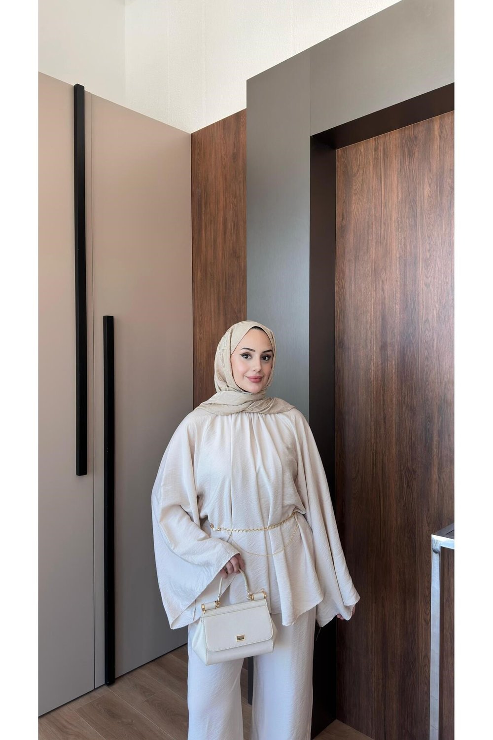 Kadın Yarasa Kol Kemerli Pantolon Oversize Takım