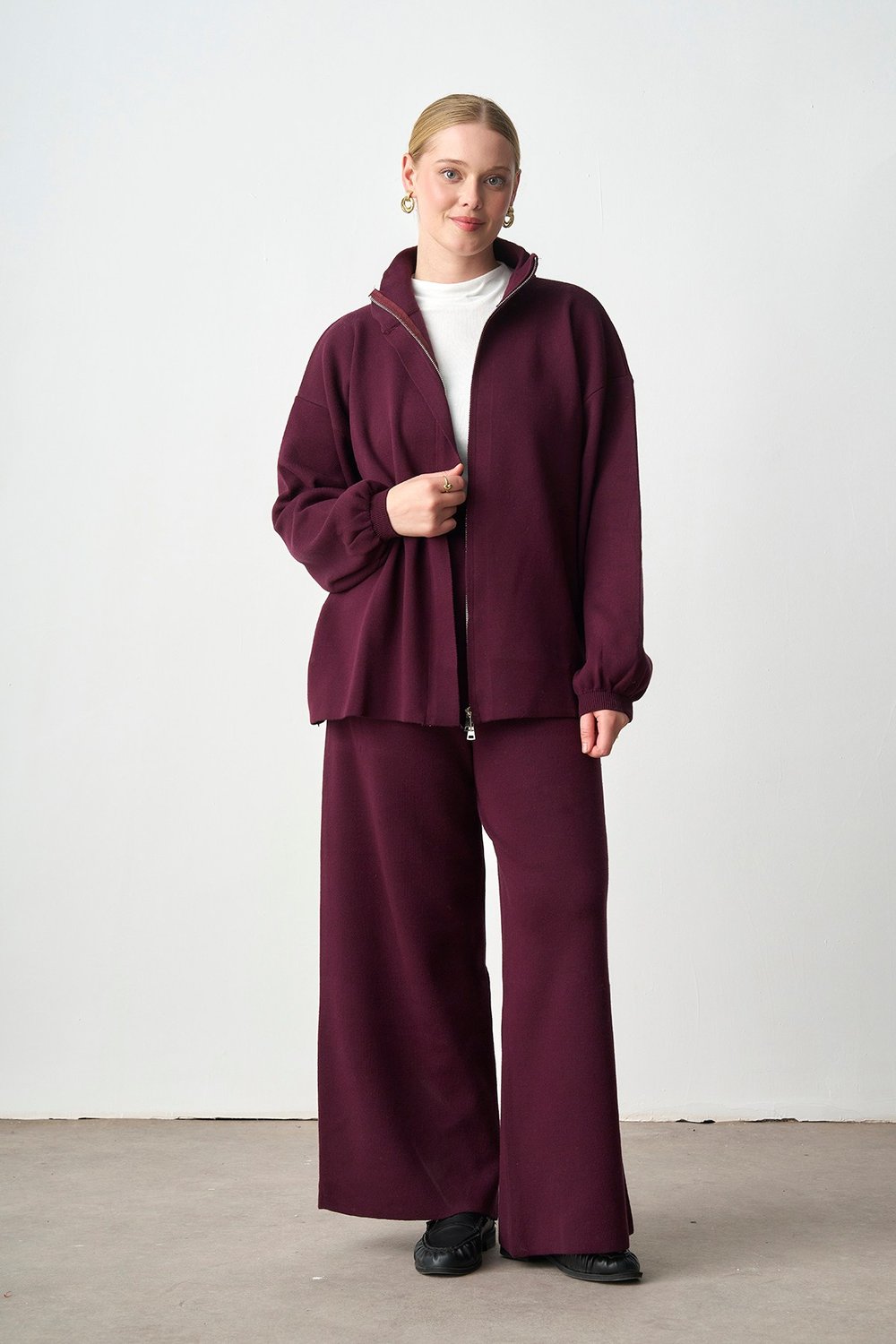 Molly Nelly Kadın Triko Fermuarlı Oversize Takım