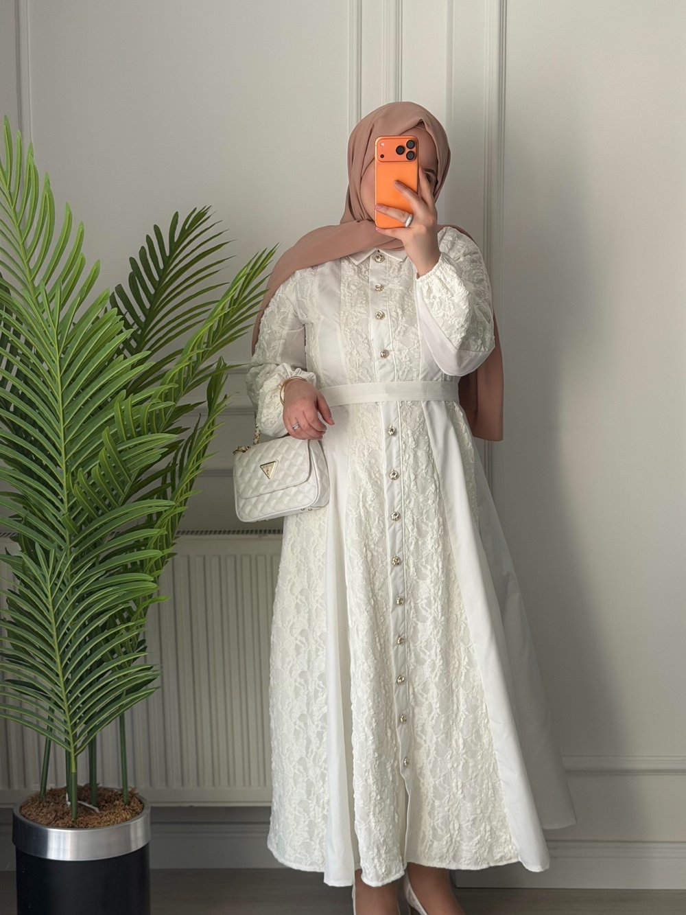 Monaşa Elbise - Beyaz