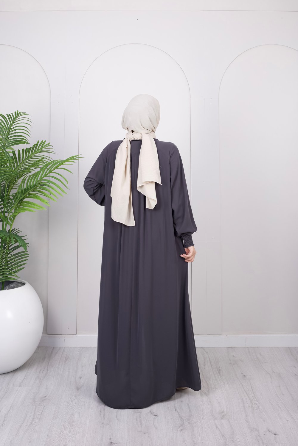 Dökümlü Basic Ferace | Füme