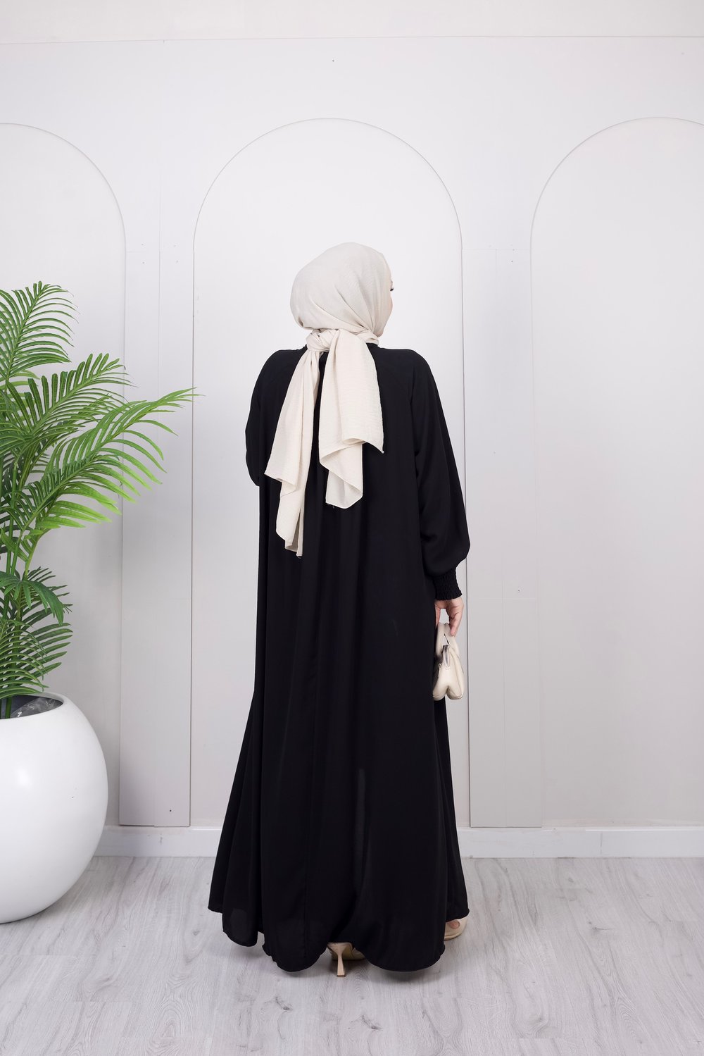 Dökümlü Basic Ferace | Siyah
