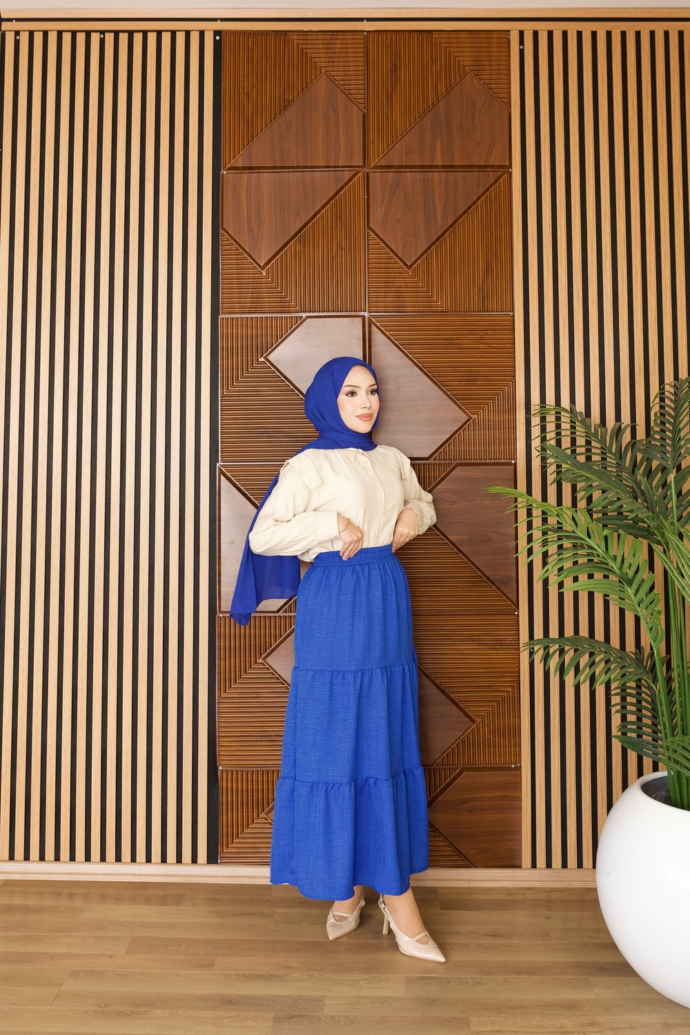 Katlı Yazlık Basic Etek | Saks