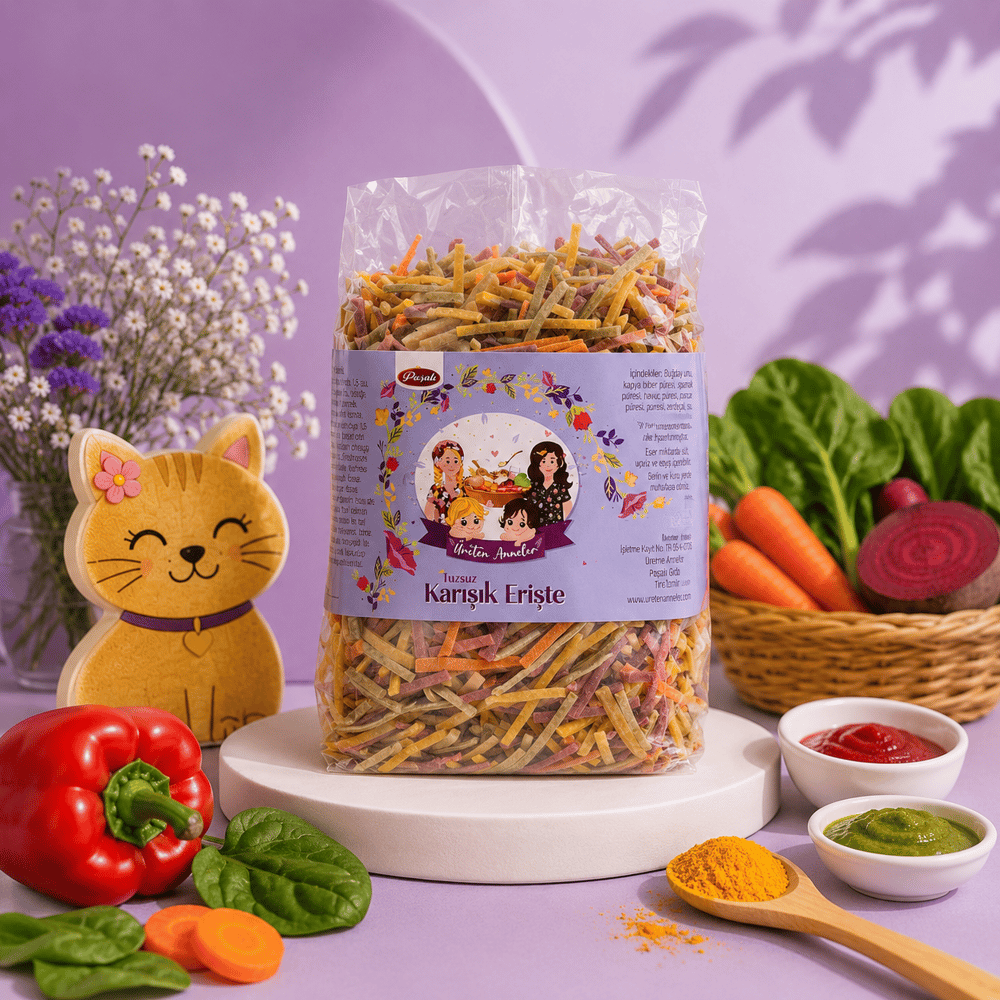 Karışık Sebzeli Erişte Tuzsuz 1 Kg
