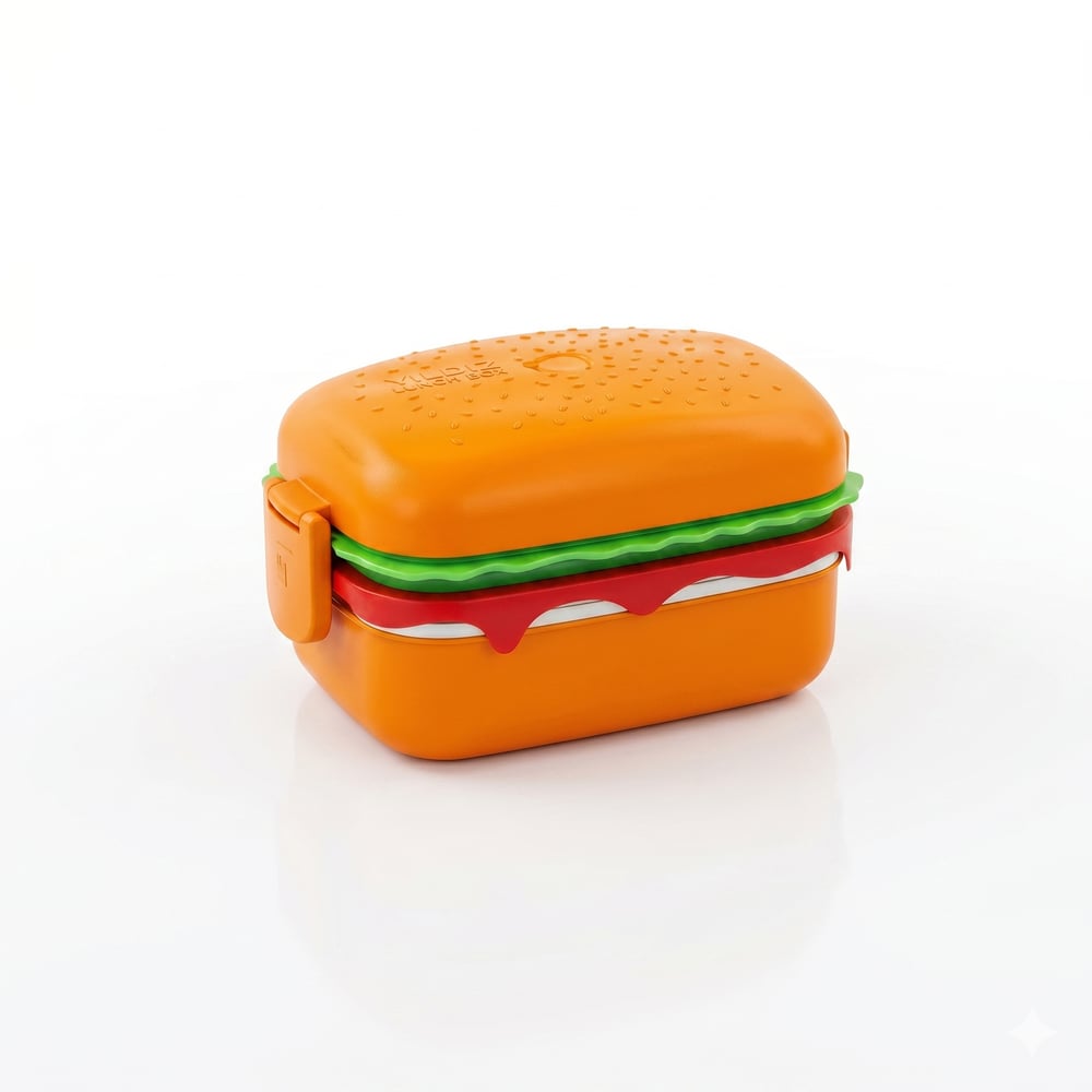 97101 Hamburger Çelik Lunch Box Beslenme Kabı 1,3 L Öğün Taşıma