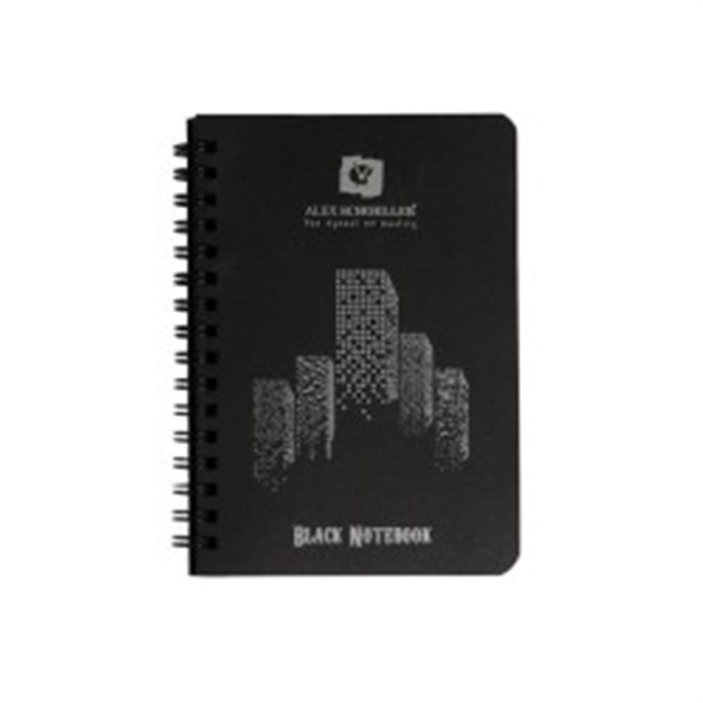 ALEX SPİRALLİ PP KAPAK SİYAH DEFTER A6 60 SAYFA