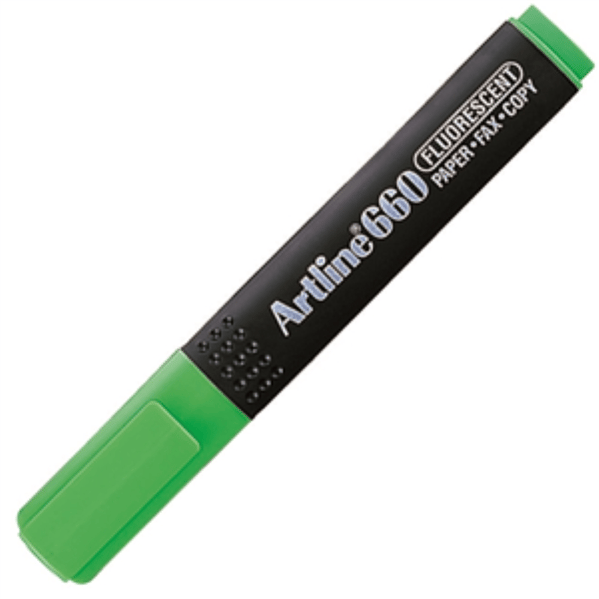Artline 660 Fosforlu Kalem Yeşil Kesik Uç 1.0-4.0 Not İşaretleme İçin