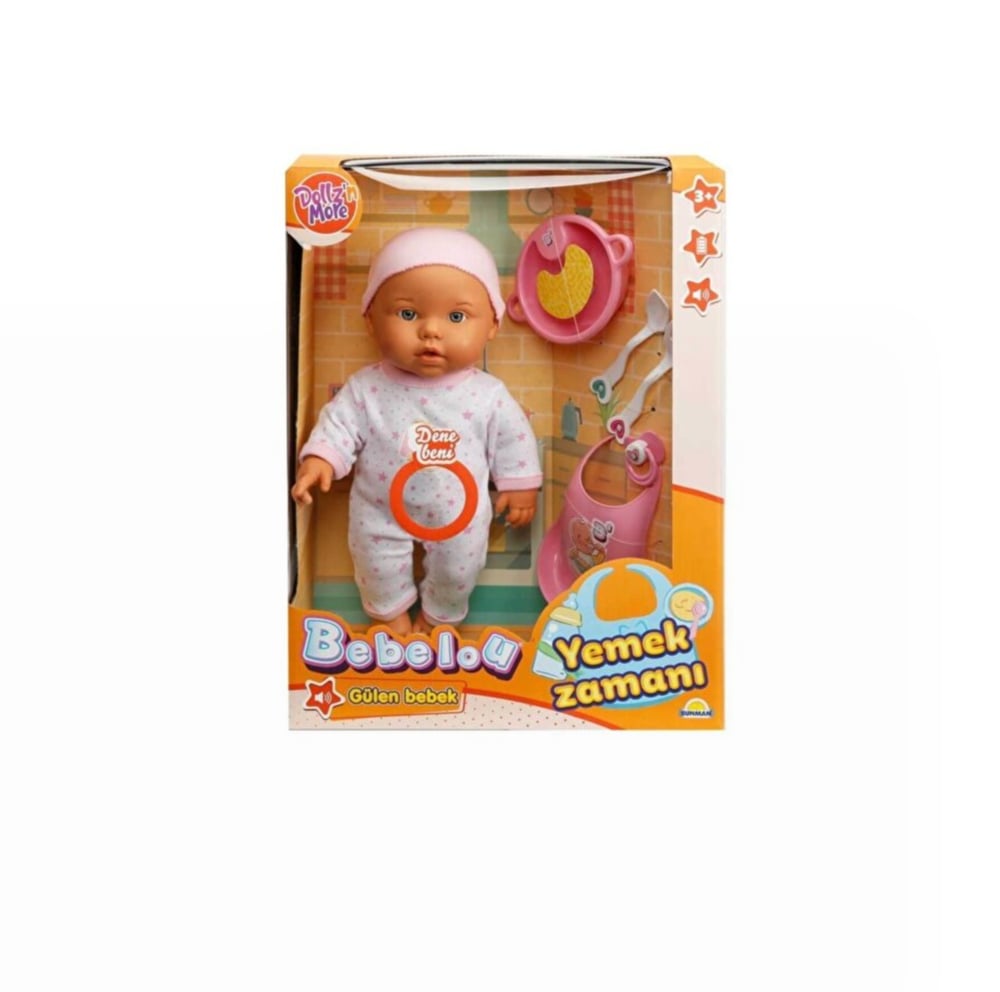 Bebelou Lunch Time Sesli Gülen 32 cm Bebek Seti 