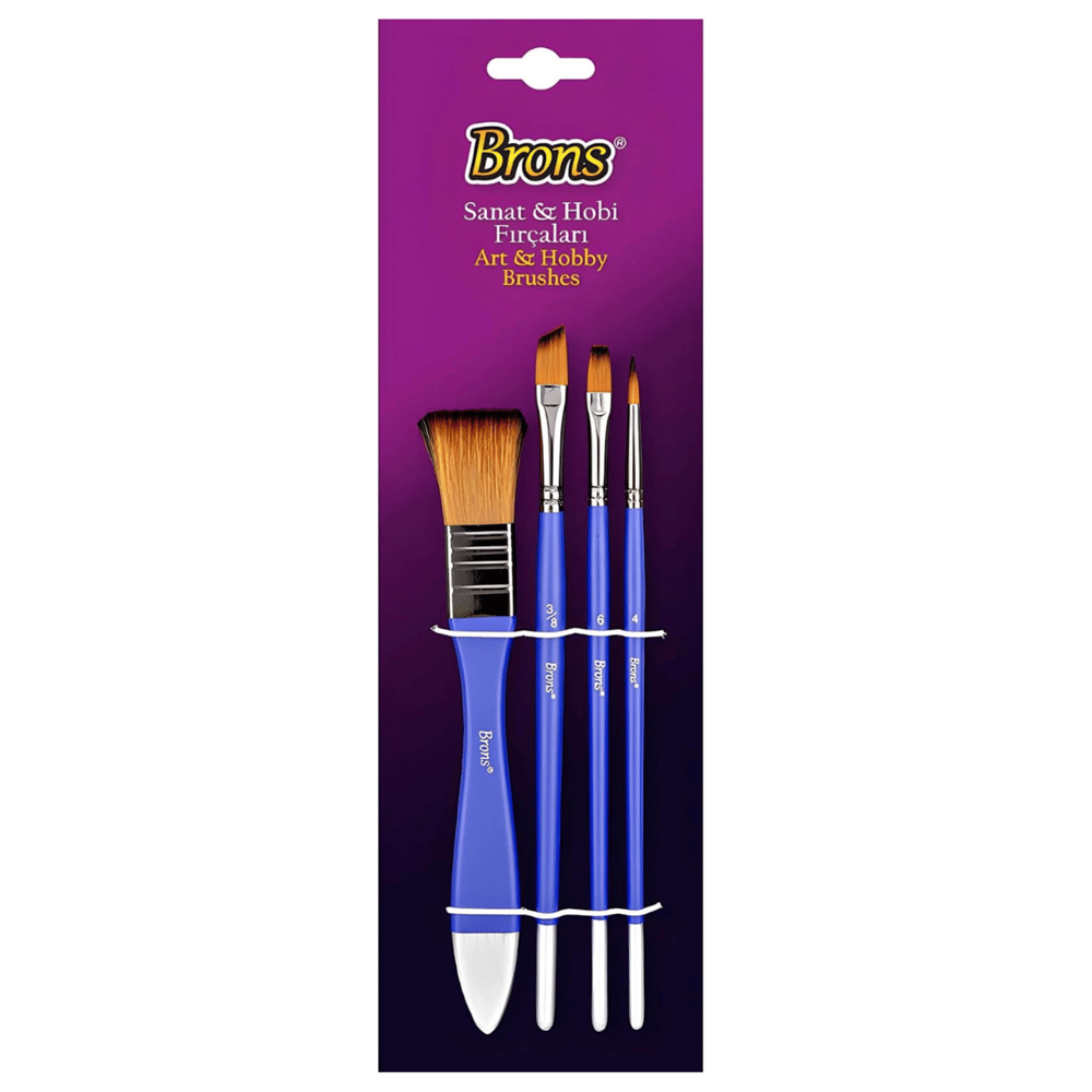 Brons Fırça Blister Set 4 Resim Fırçası Takımı 