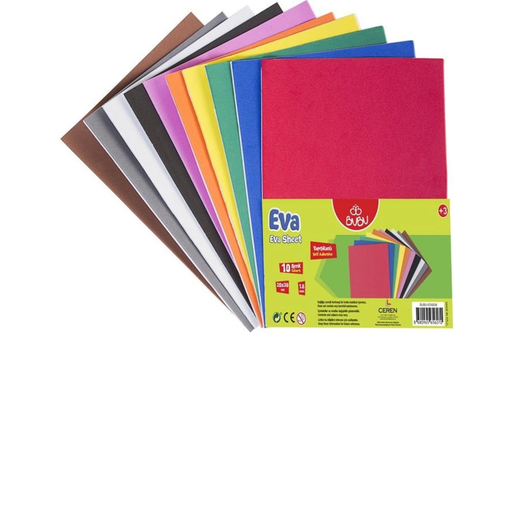 Bu-Bu Yapışkanlı Eva 20x30 cm 10 Renk