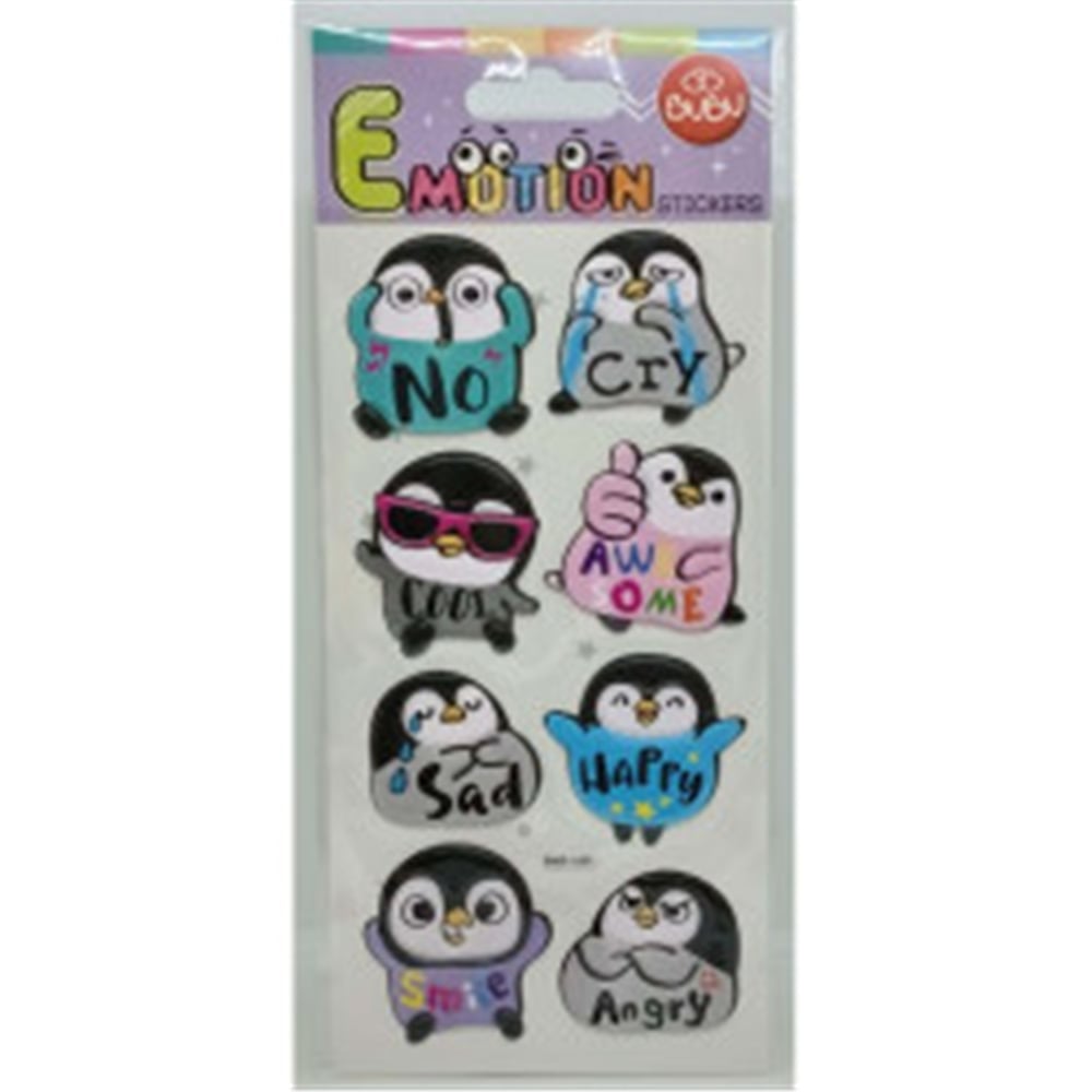 BUBU-SWP-1901 BU-BU EMOTIONS PUFFY STICKERS PENGUIN & MESSAGE 9X21