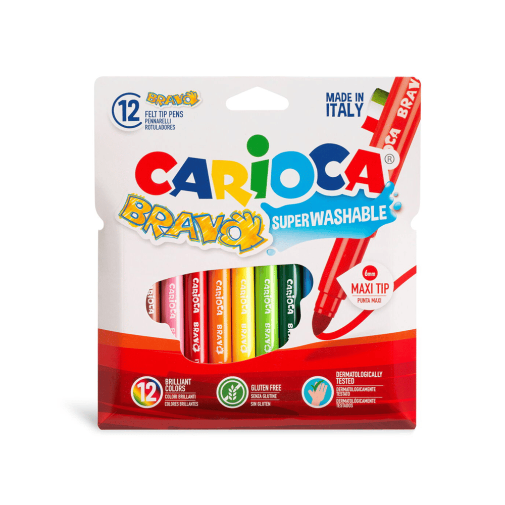 CARIOCA BRAVO JUMBO SÜPER YIKANABİLİR KEÇELİ BOYA KALEMİ 12 Lİ