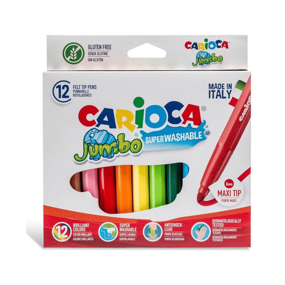 CARIOCA JUMBO SÜPER YIKANABİLİR KEÇELİ BOYA KALEMİ 12 Lİ