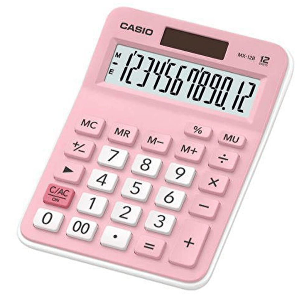 Casio MX-12B-PK 12 Hane Pembe Hesap Makinesi 