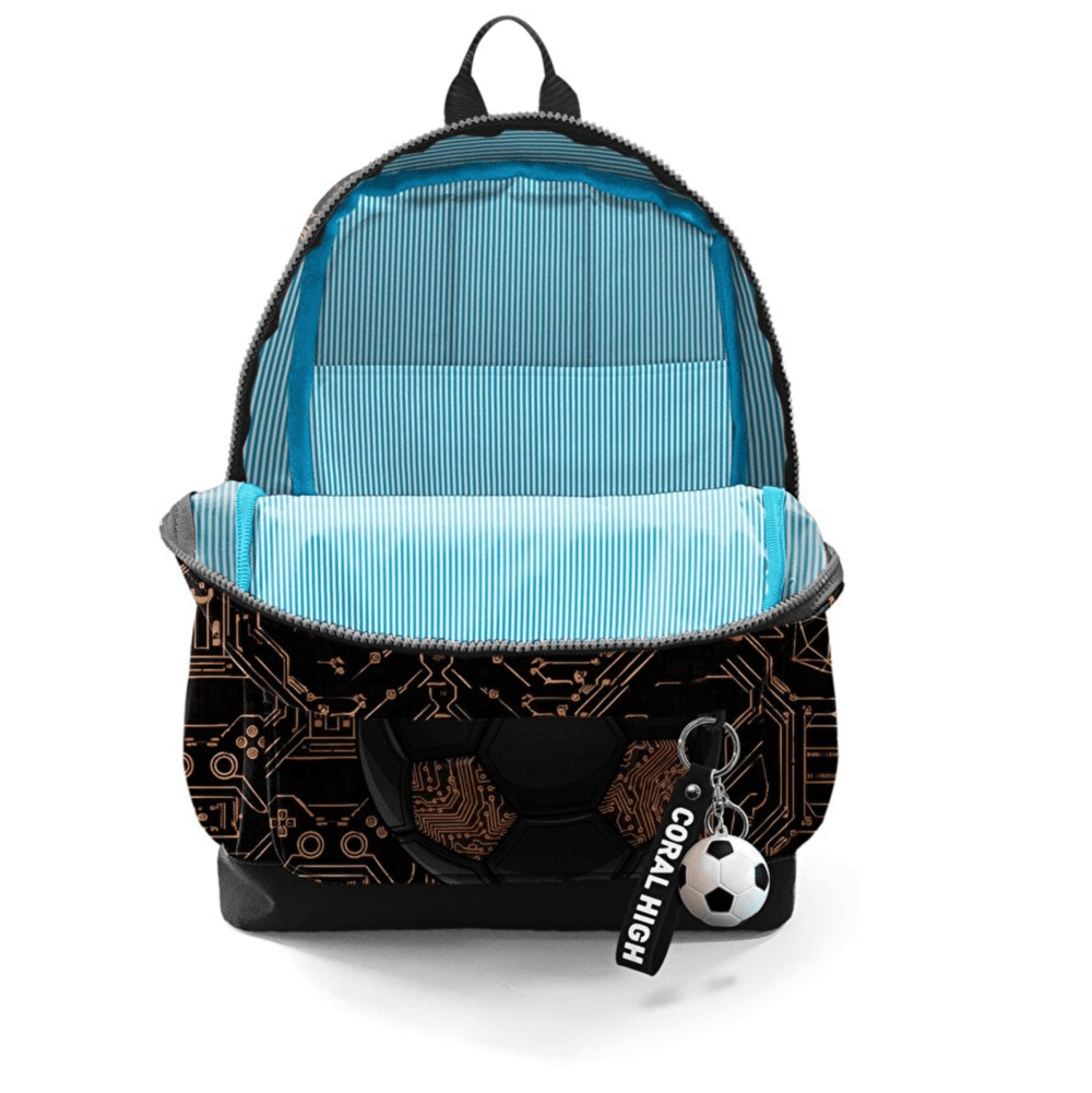 Coral High 33217 Futbol Desenli Siyah Sırt Çantası 