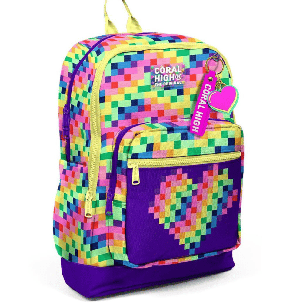 Coral High 33208 Pixel Kalp Desenli Sırt Çantası 