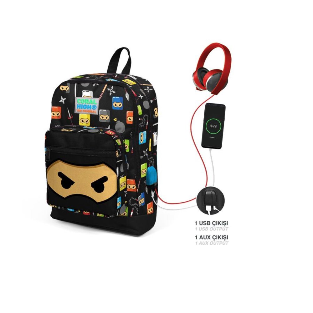 Coral High 23285 USB ve AUX Soketli Sırt Çantası 