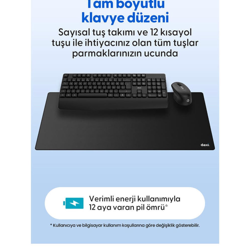 Daxi MK-260 Kablosuz Klavye Mouse Set 2.4 GHz Siyah Q TR