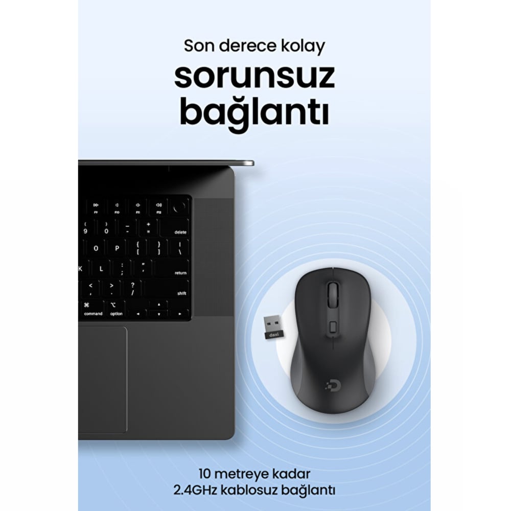 Daxi MX-100 Comfort Plus 2.4 GHz Sessiz Kablosuz Mouse Siyah