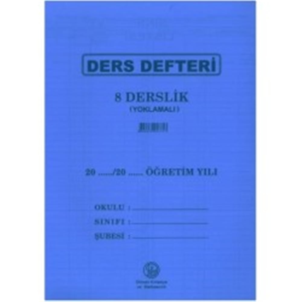 Dilman 8 Ders Yoklamalı Sınıf Defteri Plastik Kapak