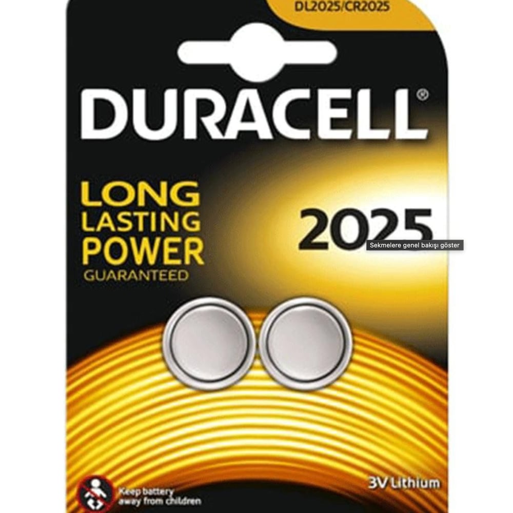 Duracell CR2025 3V Lityum Pil 2'li