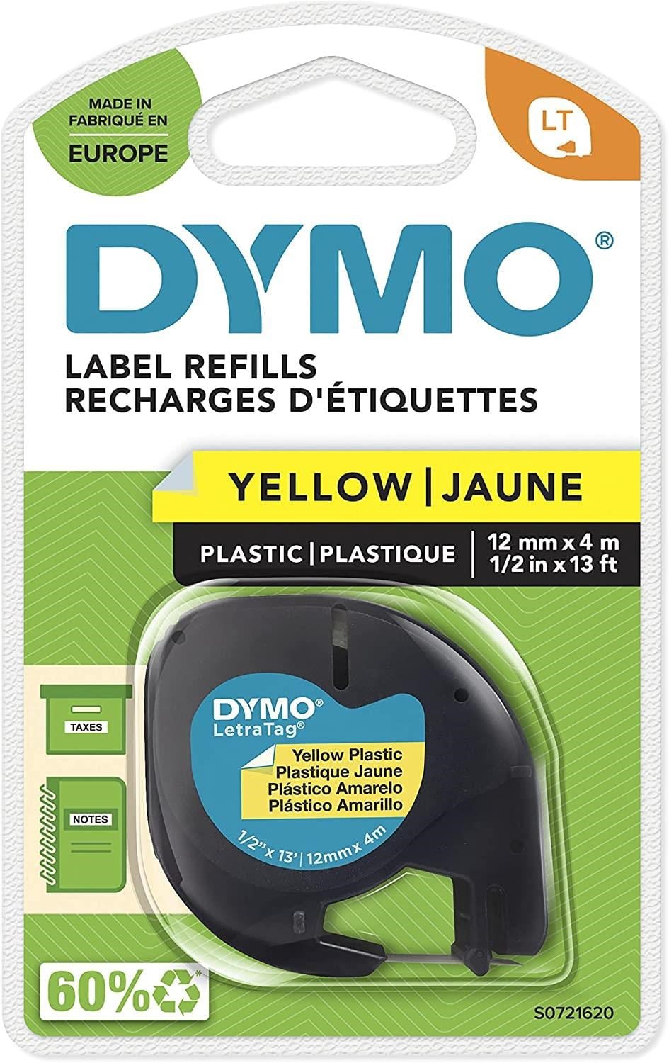 Dymo LetraTag Beyaz Kağıt Şerit (12mm X 4metre) Sarı