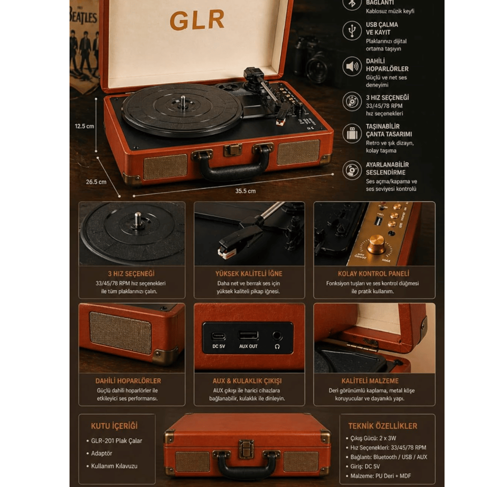 Glrtech Music Player FM GLR-201 Taşınabilir Müzik Çalar