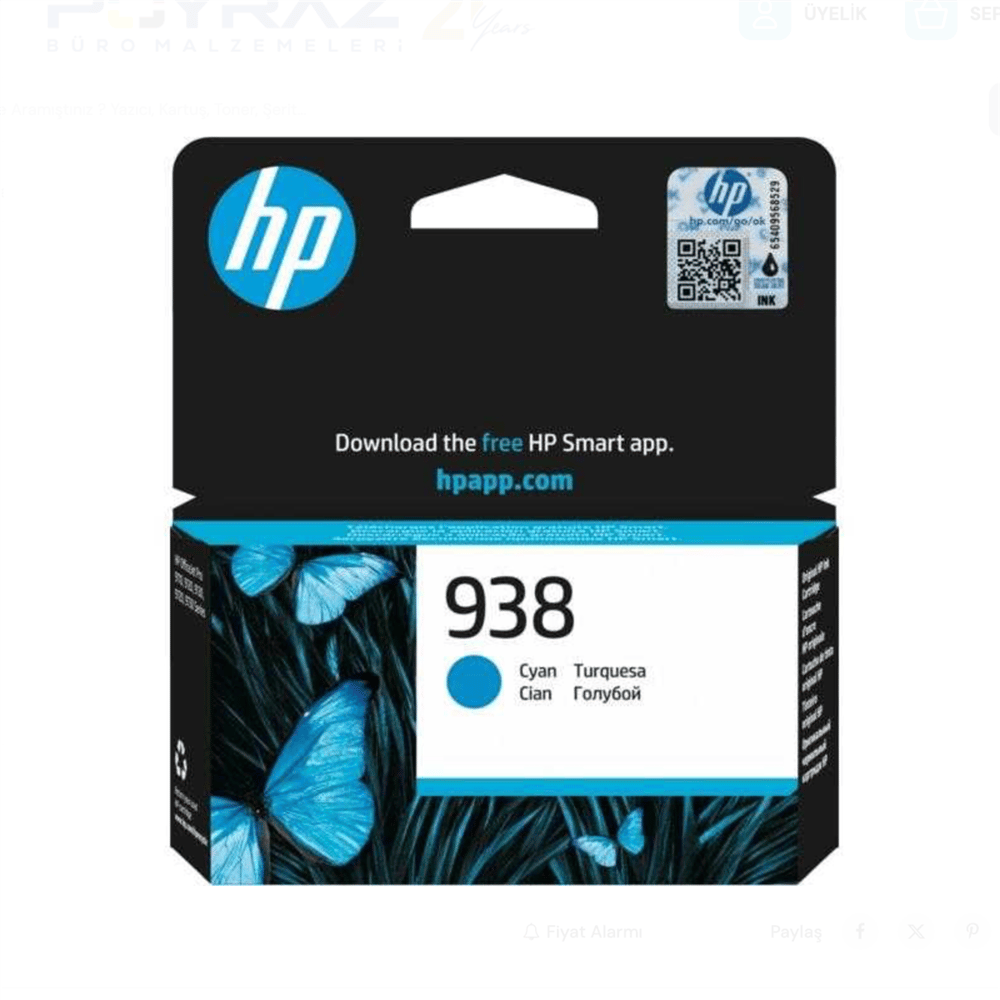HP 938/4S6X5PE CY Mürekkep Kartuş Cyan