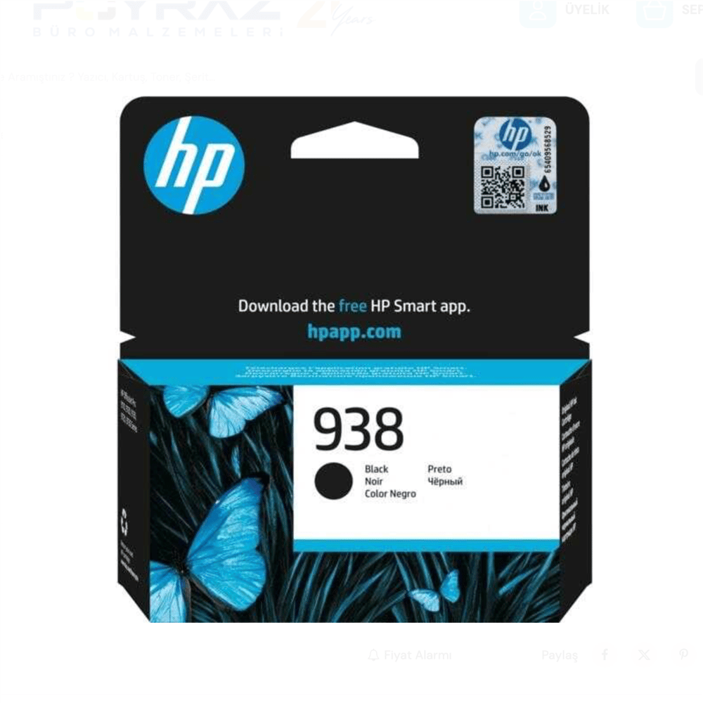 HP 938/4S6X8PE BK Mürekkep Kartuş Siyah