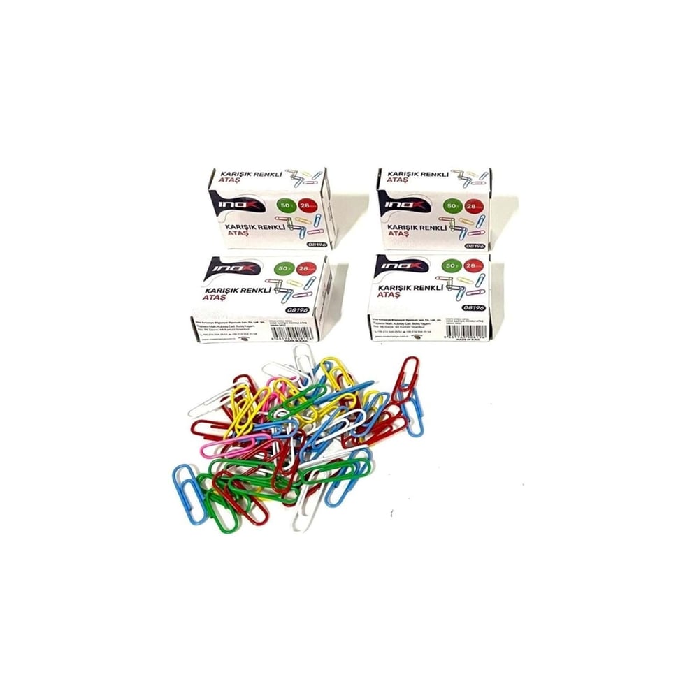 İnox Karışık Renkli Ataş 28MM 50 Li 