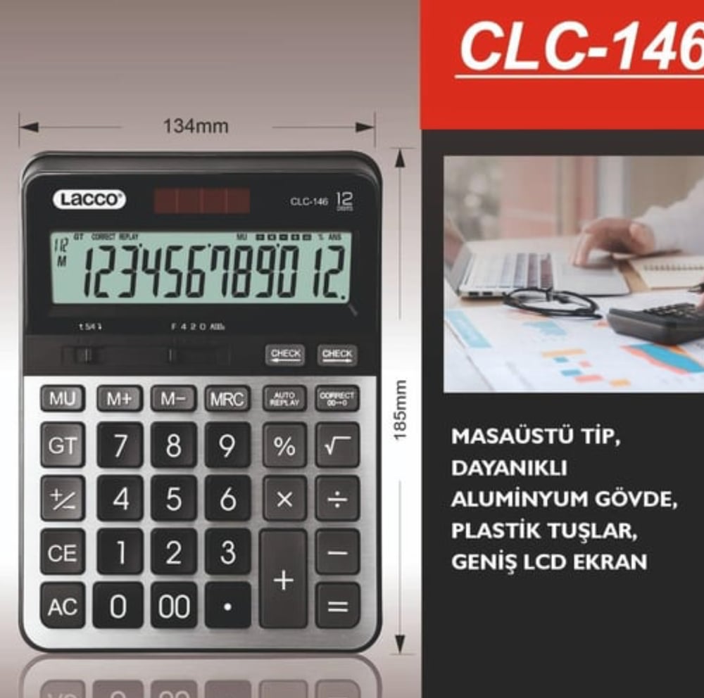 Lacco 134*185MM 12 Hane Hesap Makinesi 