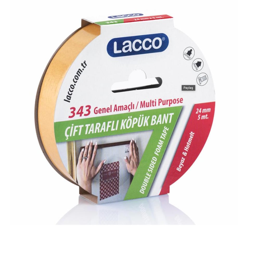 Lacco Çift Taraflı Köpük Bant 24 mm x 5 m 