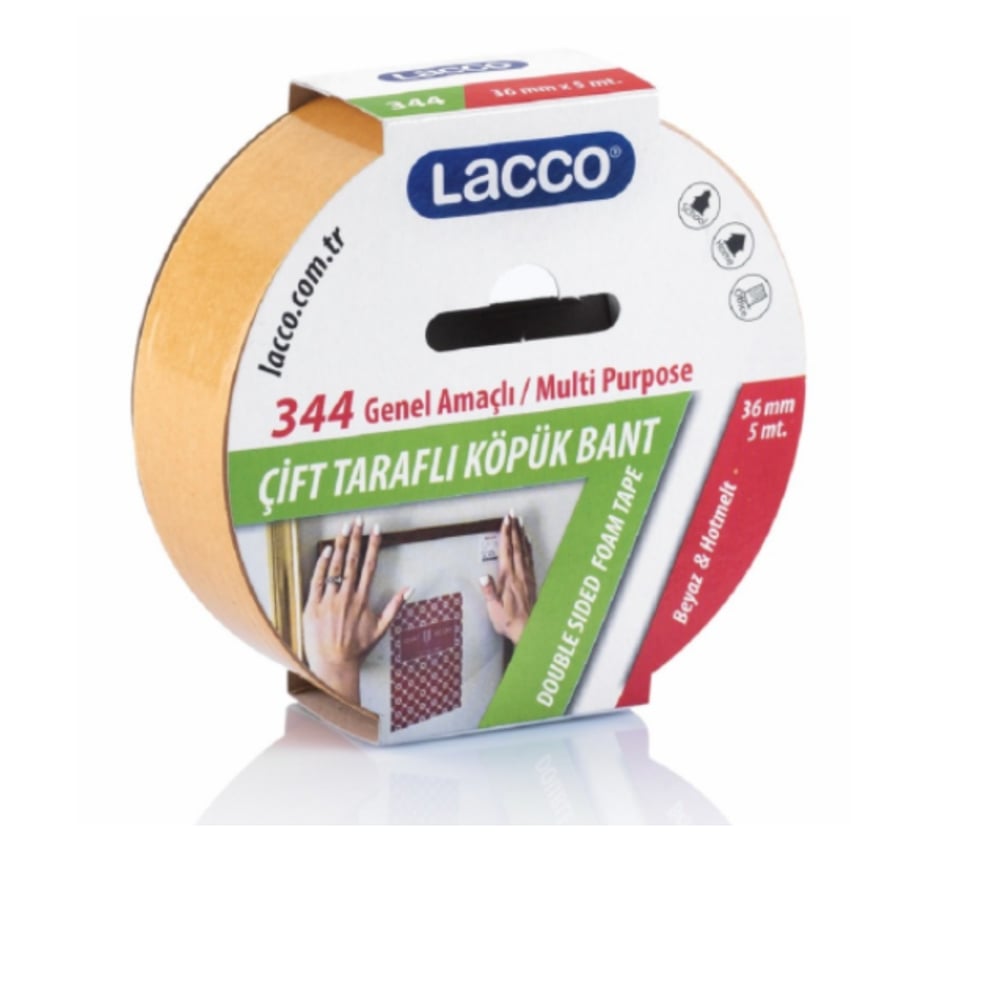 Lacco Çift Taraflı Köpük Bant 36 mm x 5 m 