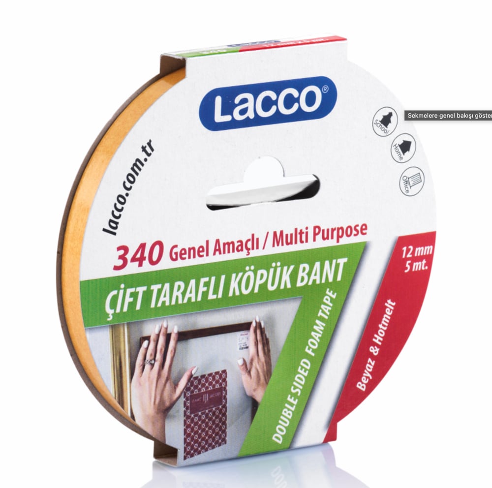 LACCO ÇİFT TaraflıKöpük BANT 12 MM x 5 M 