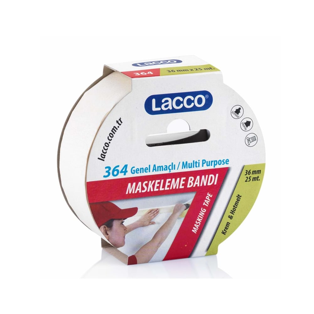 Lacco Maskeleme Bandı 36 mm x 25 m Krep Bant  Masaüstü