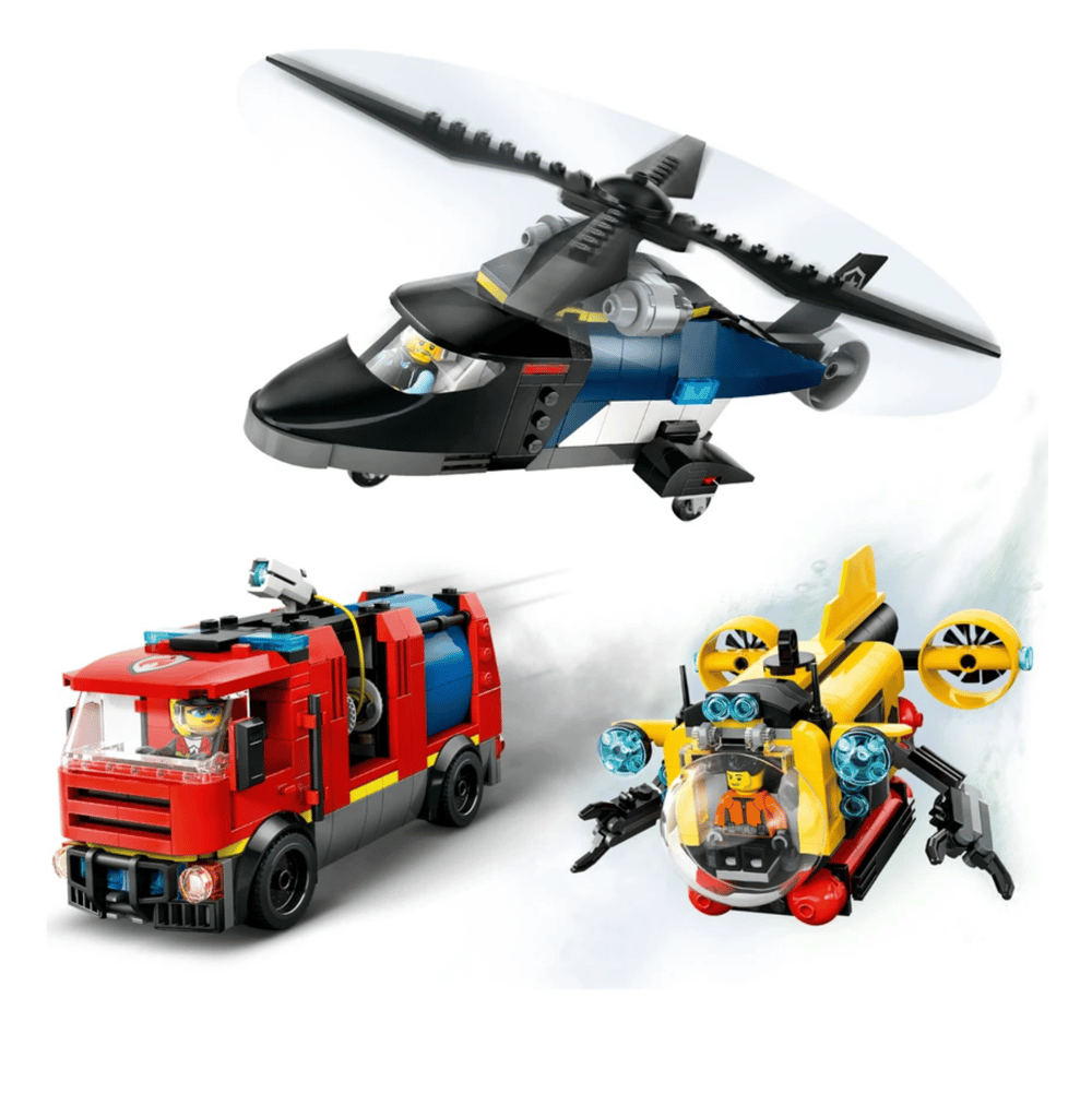 LEGOCity Helikopter, İtfaiye Kamyonu ve Denizaltı Karışımı
