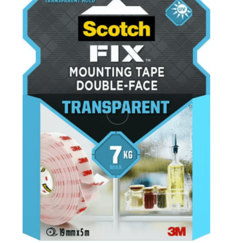 3M Scotch-FIX Şeffaf Çift Taraflı Montaj Bandı 19 mm x 5 m 