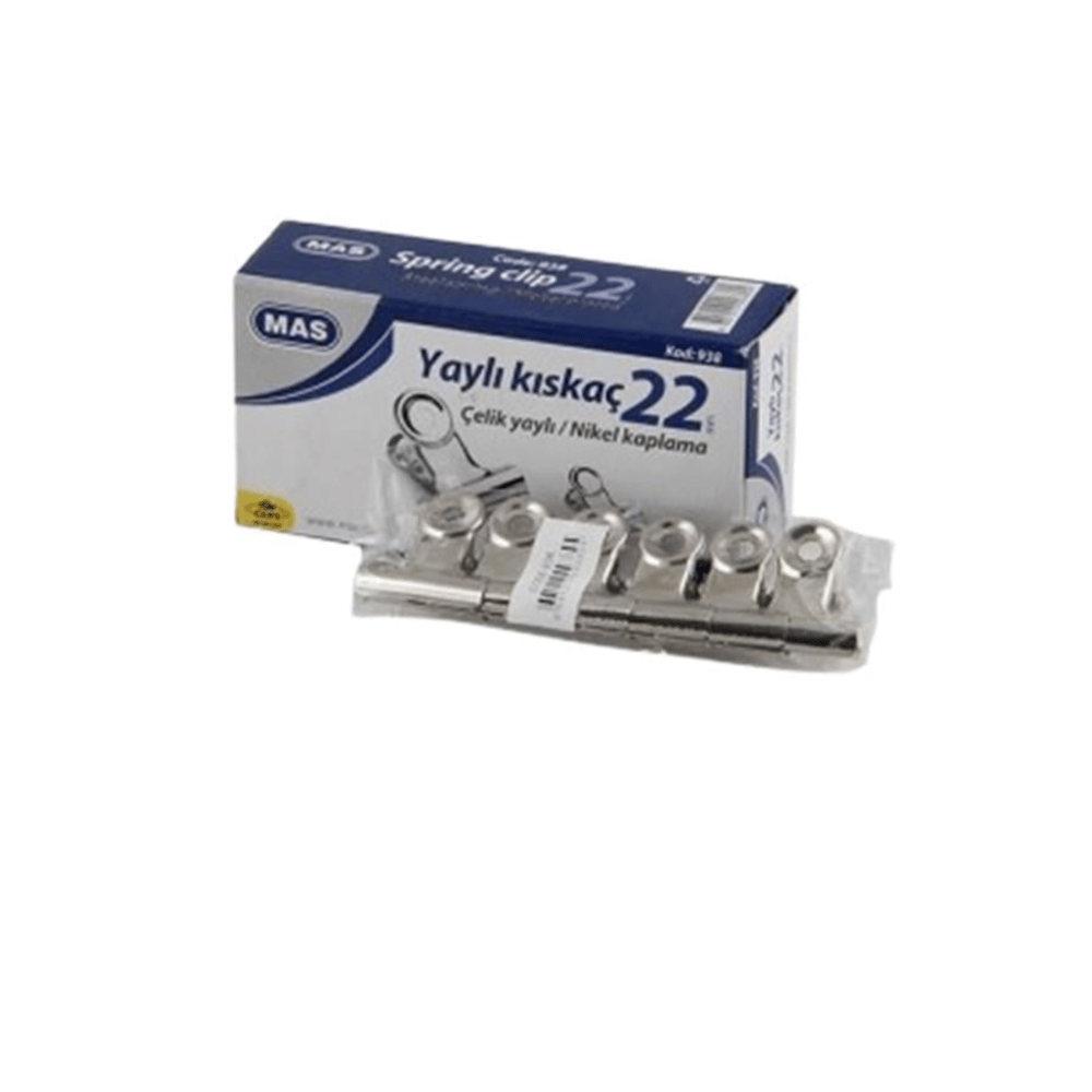 Mas 938 Beyaz Metal Yaylı Kıskaç 22 mm 24lü  Masaüstü