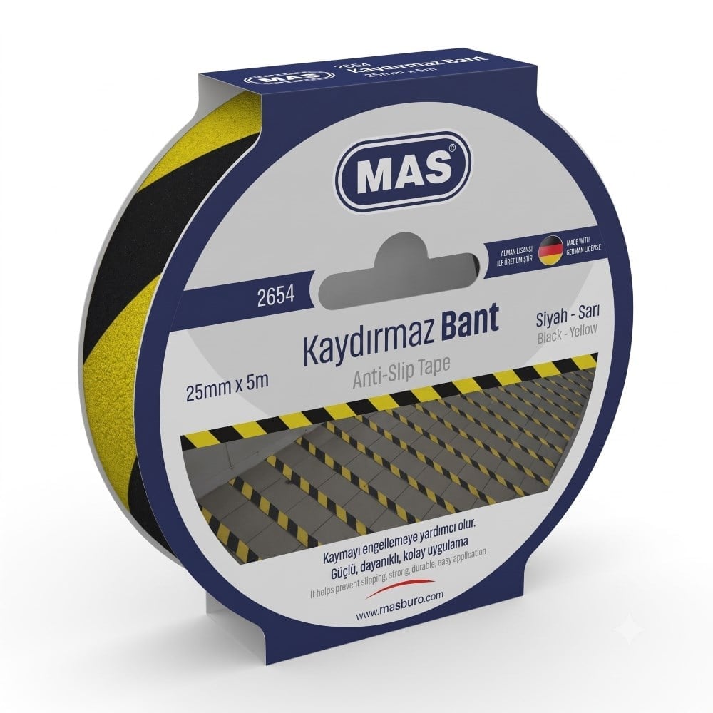 Mas Kaydırmaz Bant 25 mm x 5 m Sarı-siyah 