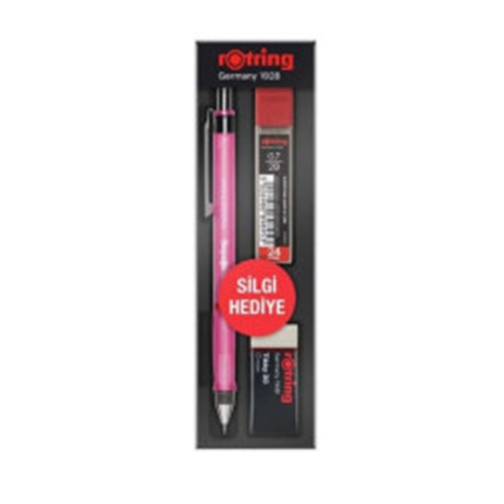 ROTRING VISUCLICK+MİN+SİLGİ OKUL SETİ 0.7 PEMBE