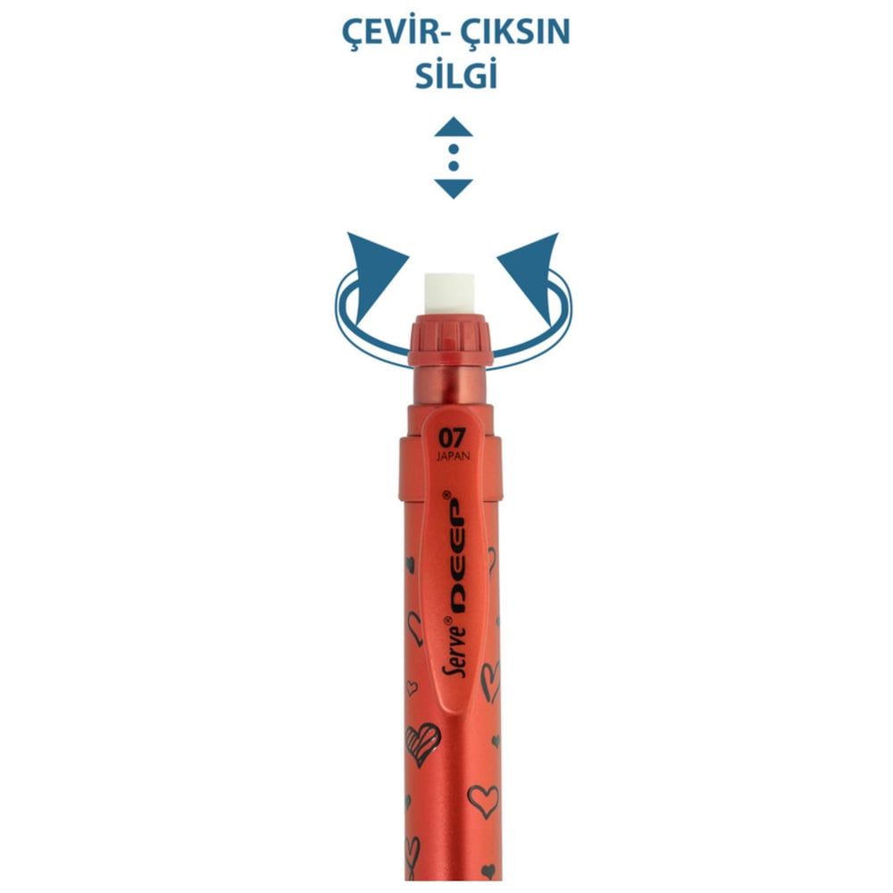 Serve Deep Pre Met. Mek. Desen 0.7 mm LAV Kırık Kalp Versatil Kalem