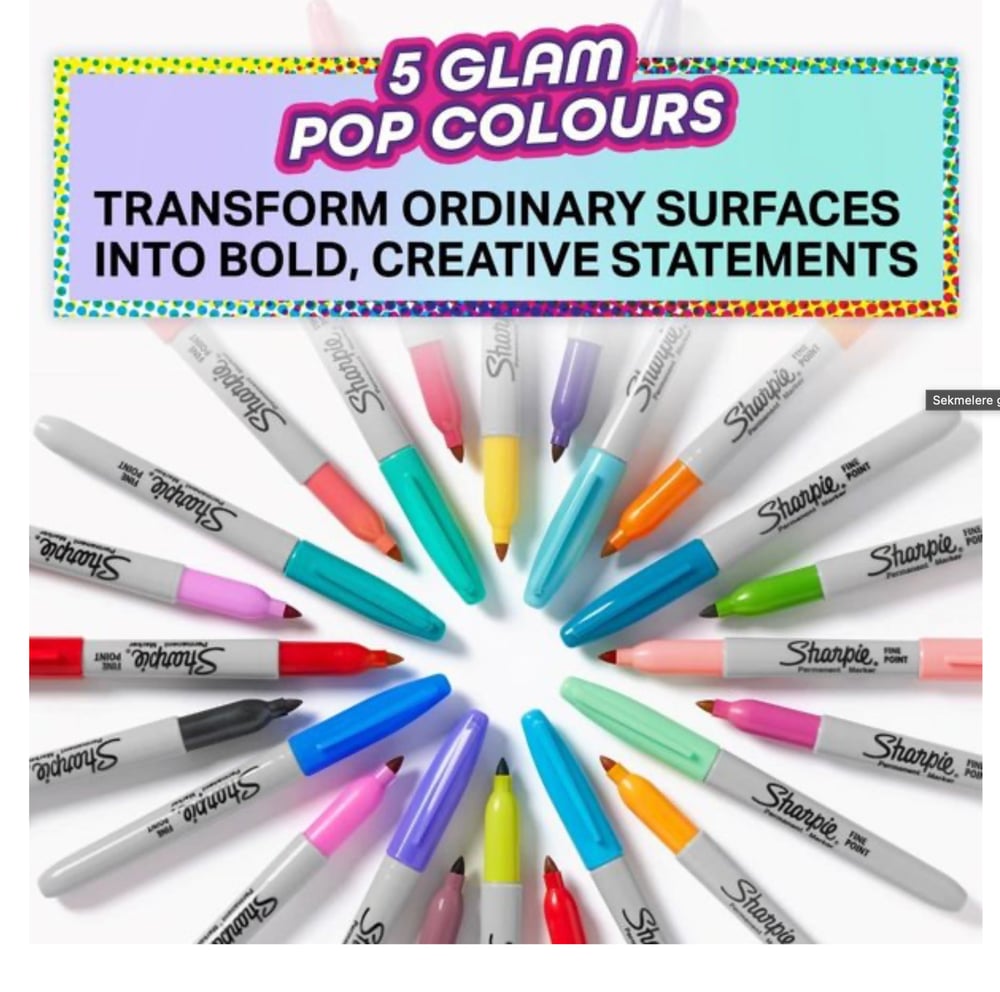 Sharpie Fine Permanent Markör Glam Pop 5li 