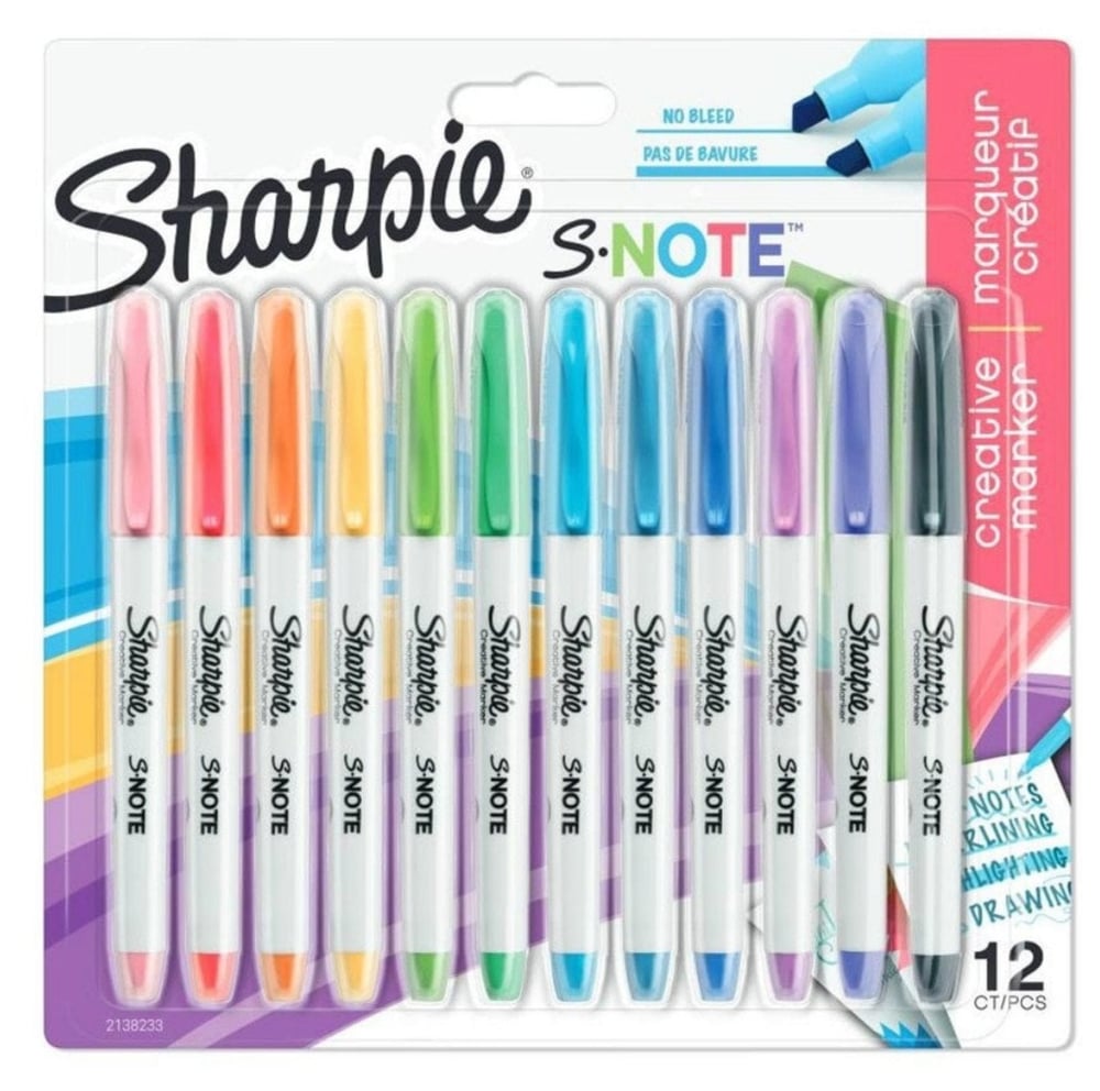 Sharpie S-Note Kesik Uç Kreatif Markör 12li 