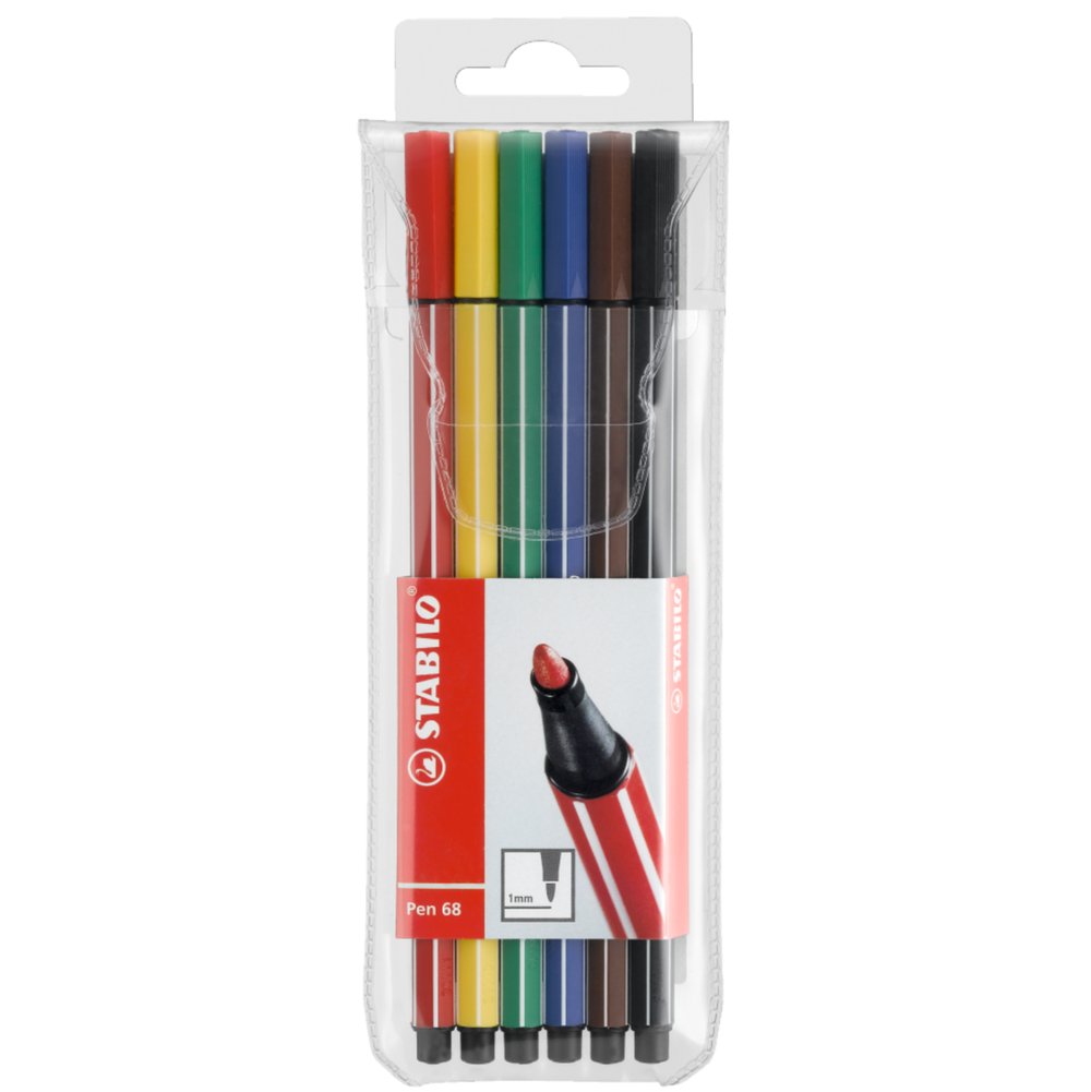 STABILO Pen 68 Keçeli Kalem 6 Renk Askılı Paket 