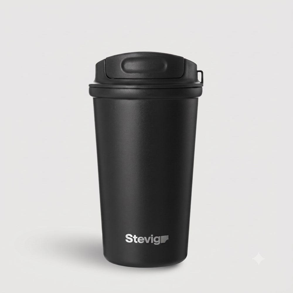 Stevig ST-250 400 ML Black 4 Work flip open coffee mug çelik termos