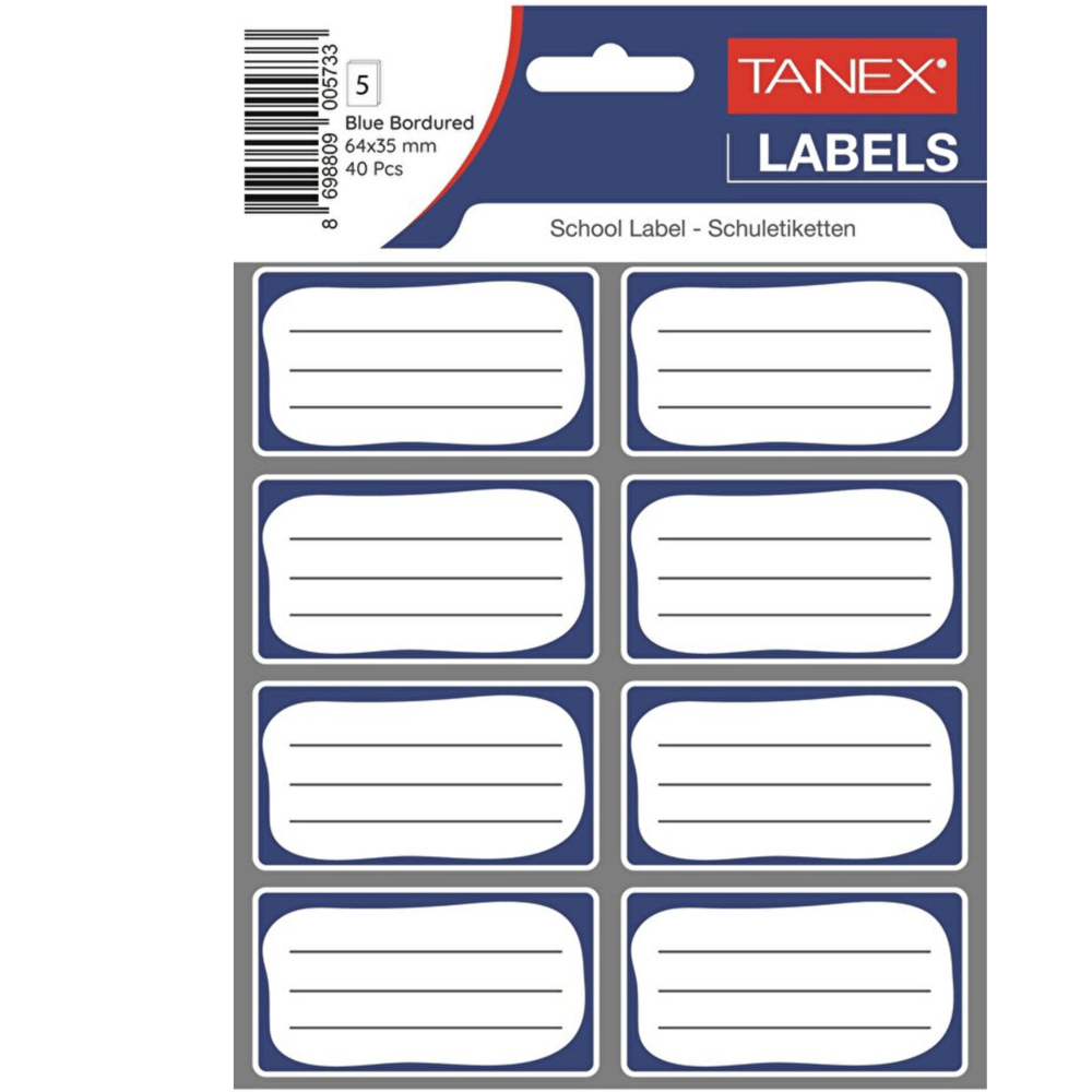 Tanex BRD-7001 Mavi Çift Sıra Okul Etiketi