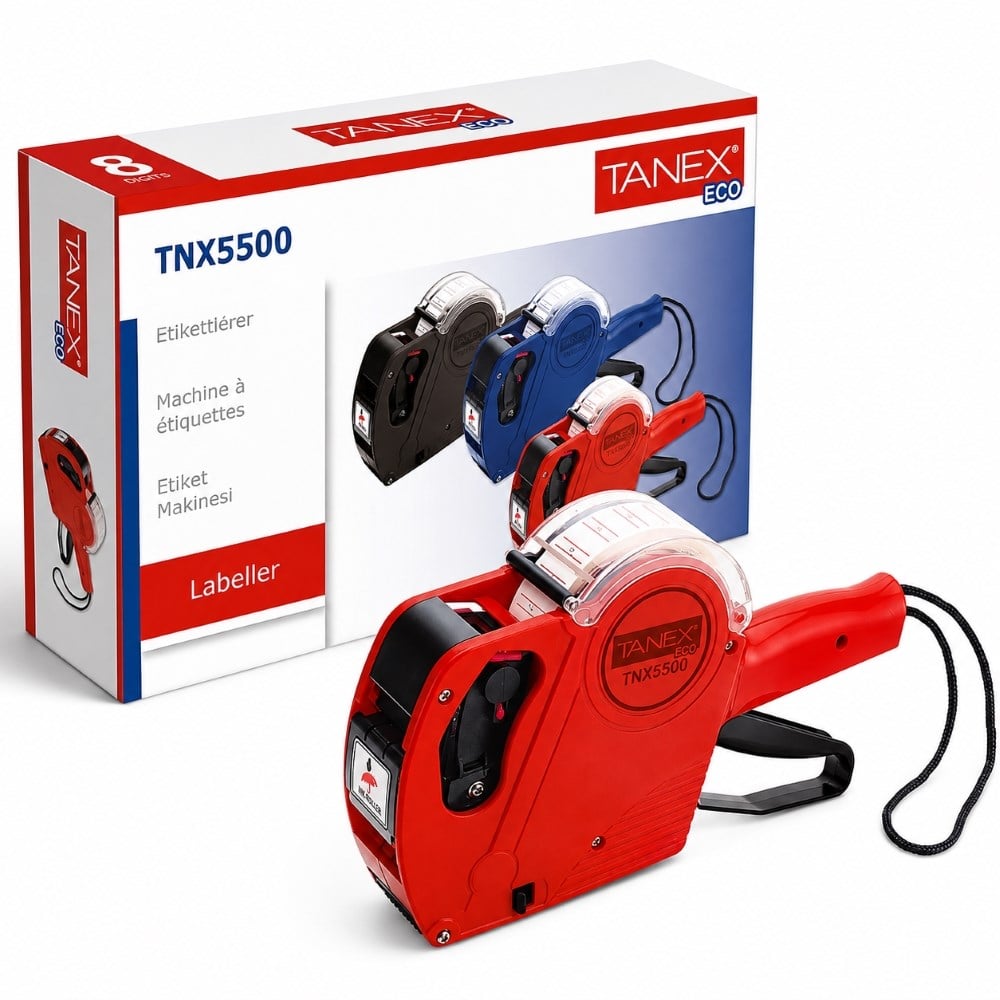 Tanex Eco 5500 Kırmızı 8 Haneli Fiyat Etiket Makinesi 